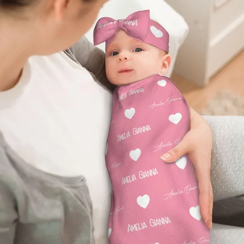 Miniatura 5 de Diadema personalizada para bebé y gorro para niñas y niños con nombre, mantas de bebé personalizadas para niñas y niños con nombre Iconos blancos