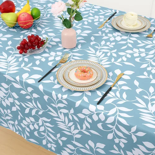 Miniatura 6 de misaya Mantel rectangular de vinilo impermeable, mantel lavable con reverso de franela, mantel de plástico para cena, picnic, interior y exterior