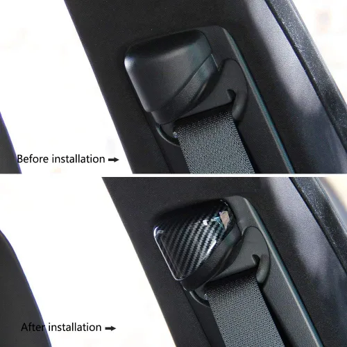 Miniatura 2 de crosselec Cinturón de seguridad de fibra de carbono con botón de decoración para Dodge Charger 2015+/Chrysler 300 2015-2021
