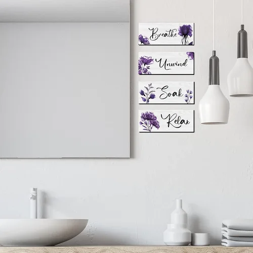 Miniatura 6 de 4 Arte de Pared Rústico de Granja - Signo Colgante de Madera para Relajarse, Remojar, Desconectar y Respirar para Decoración de Spa en Casa, Baño