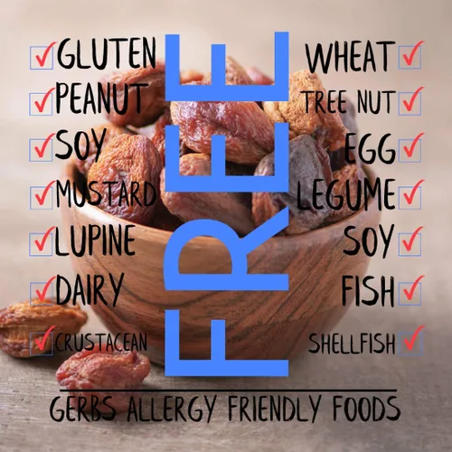 Miniatura 3 de Frutas secas GERBS, Top 14 libres de alergia alimentaria, sin sulfuro, sin conservantes, sin OMG, vegano