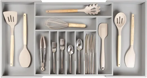 Miniatura 12 de KitchenEdge Organizador Premium de Cubiertos, Vajilla y Utensilios para Cajones de Cocina, Grado Contractual Apto para Alimentos, Expandible de 18 a
