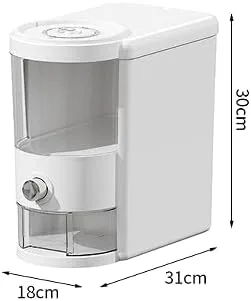 Miniatura 5 de Recipiente de arroz de 12 libras con taza medidora, caja fresca incorporada, dispensador de cereales con tapas para el hogar, cocina, despensa