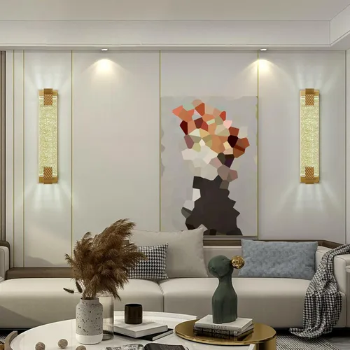 Miniatura 6 de Moderno aplique de pared de cristal con burbujas de cristal para baño, 23.03 pulgadas, luces LED doradas de tocador para baño, pasillo, dormitorio