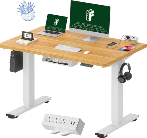 Miniatura 28 de FLEXISPOT EN2 Escritorio de pie de una pieza completa con regleta de alimentación de abrazadera, escritorio eléctrico de altura ajustable de 40 x 24