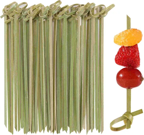 Miniatura 9 de 100 palillos de cóctel, palillos de dientes elegantes para aperitivos, mini palitos de comida Natural Bamboo Knot Skewers, 4.7 Inch Tooth Picks