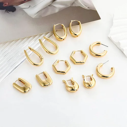 Miniatura 5 de Wgoud Juego de 6 pares de aretes de aro de oro para mujer, chapados en oro de 14 quilates, hipoalergénicos, ligeros, gruesos, abiertos, joyería