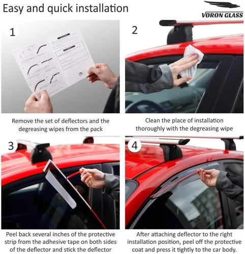 Miniatura 6 de Voron Glass - Protectores de lluvia con cinta adhesiva extra duraderos para Nissan Juke 2011-2017, deflectores de ventana, viseras de ventilación, 4