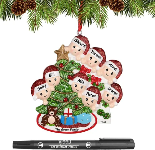 Miniatura 21 de Adornos de Navidad personalizados 2025, familia de 2, 3, 4, 5, 6, gnomo, adorno de Navidad personalizado con nombres, adornos familiares Gnomos