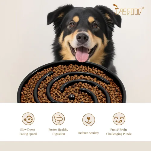 Miniatura 6 de JASGOOD Tazón de alimentación lenta para perros de tamaño grande y mediano, tazones de alimentación para mascotas que evitan la hinchazón, tazones