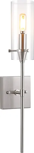 Miniatura 11 de JONATHAN Y Lámpara LED moderna de bronce aceitado de 4.5 pulgadas, pantalla cilíndrica de vidrio transparente, lámpara de pared para espejo de baño