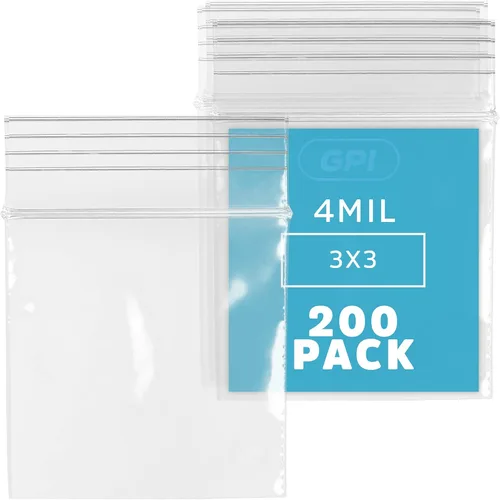 Miniatura 9 de GPI - Caja de 1000 bolsas de plástico transparente con cremallera de 3 x 3 pulgadas - Bolsas de polietileno resistentes a granel de 4 mil de grosor