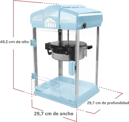 Miniatura 6 de West Bend Stir Crazy pochoclera estilo cine, máquina para hacer palomitas de maíz gourmet con caldera antiadherente, herramienta de medición y Azul