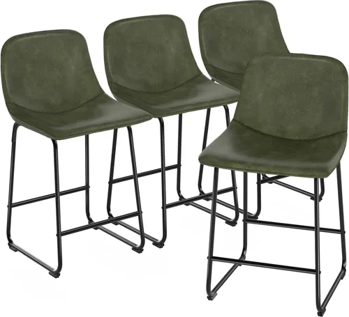 Miniatura 25 de TAVR Furniture Leathaire - Juego de 2 taburetes de tela con altura de mostrador, sillas de isla sin brazos, con capacidad para hasta 500 libras