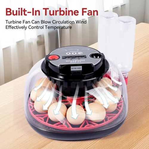 Miniatura 6 de Incubadoras de 12 huevos para incubar huevos, incubadora de huevos de pollo con giro automático de huevos y control de temperatura y humedad, tapa