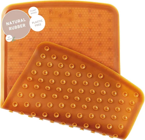 Miniatura 8 de HEVEA Tapete de baño ondulado de goma natural, largo, 28 x 16 pulgadas, tapete antideslizante para ducha y bañera con 388 ventosas, sin plástico
