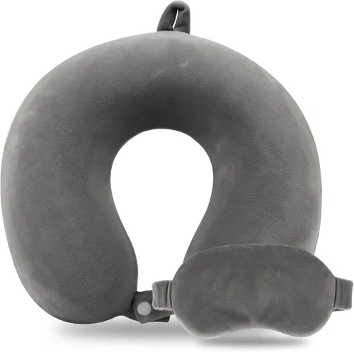 Miniatura 12 de Sexysamba Juego de almohadas de viaje de espuma viscoelástica pura para adultos, funda cómoda y extraíble, lavable a máquina, almohada de soporte