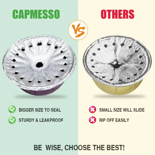 Miniatura 4 de CAPMESSO Láminas de aluminio para reutilizar cápsulas Vertuoline, tapas compatibles con la máquina de cápsulas de café Nespresso VertuoLine, 64 mm