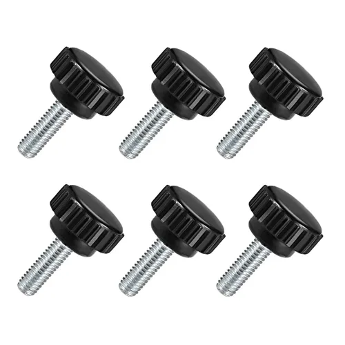 Miniatura 9 de TA-VIGOR 4 piezas M6 x 0.787 in tornillo de pulgar macho, rosca de acero al carbono, perillas moleteadas, agarre métrico M6 tornillo de pulgar