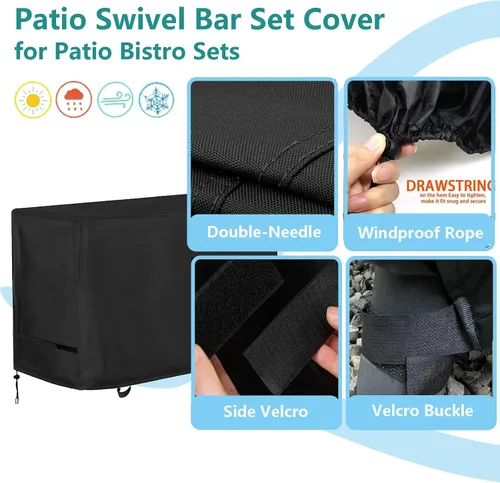 Miniatura 4 de Oslimea Funda para Juego de Comedor Alto de Patio, Funda para Mesa y Sillas de Exterior para Juego de Ratán de 5 Piezas de Altura de Bar/Muebles