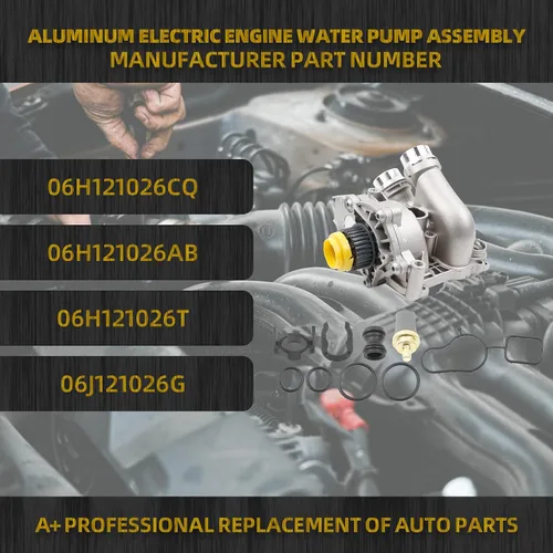 Miniatura 2 de Dasbecan Ensamblaje de Bomba de Agua Eléctrica de Aluminio para Motor Reemplaza # 06H121026CQ 06H121026AB Compatible con 2008-2016 Audi A3 A4 A5 A6