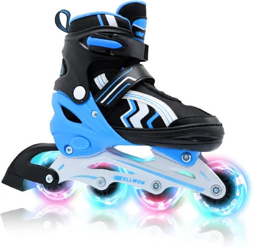 Patines en línea para niños y niñas de 6 a 12 años, patines ajustables para principiantes con ruedas iluminadas para niños, jóvenes y adolescentes