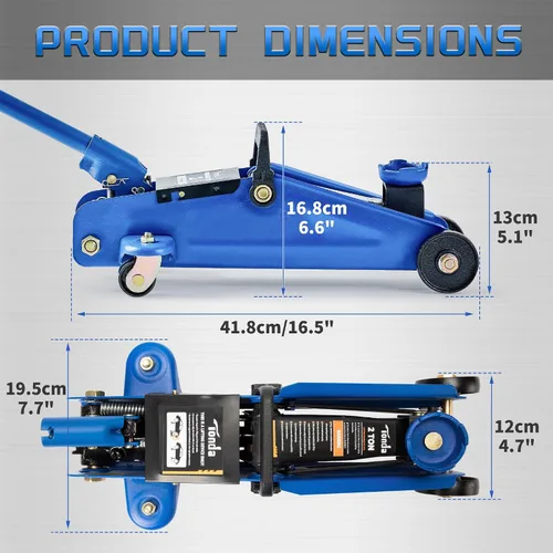 Miniatura 2 de Tonda gato de piso hidráulico, gato portátil para auto, capacidad de 2 toneladas (3,800 lb), azul Capacidad de 3,800 lb 2T azul