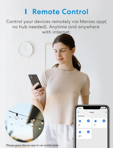 Miniatura 4 de meross Enchufe de atenuación para exteriores, enchufe inteligente para exteriores compatible con Apple HomeKit, Alexa, Google Home, atenuador