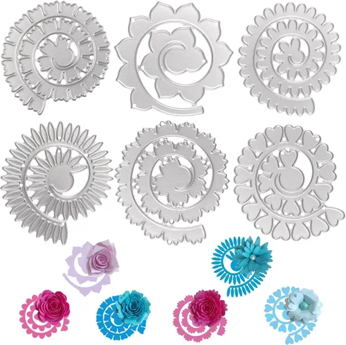 Miniatura 10 de 12 troqueles de corte de metal de esquina de encaje, plantillas huecas en relieve de metal, troqueles de corte de flores de rosa y mariposa