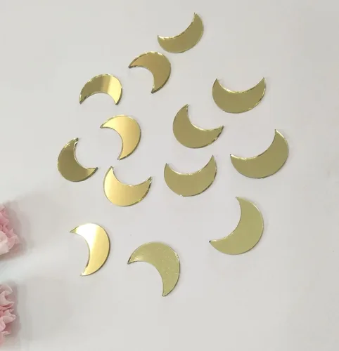 Miniatura 2 de 100 piezas de mosaico de espejo en forma de luna, mini mosaico de vidrio, mosaico de espejo para manualidades, azulejos de bricolaje para arte