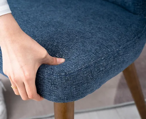Miniatura 4 de VESCASA Juego de 2 sillas de comedor modernas de felpilla con patas de madera, sillas laterales tapizadas con respaldo curvado para comedor/sala