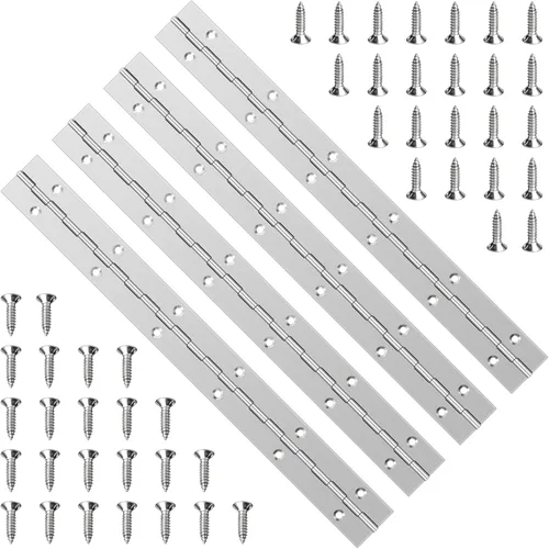 Bisagra de piano de acero inoxidable de 12 pulgadas resistente con 48 tornillos para armarios, barcos, puertas marinas, caja de almacenamiento para