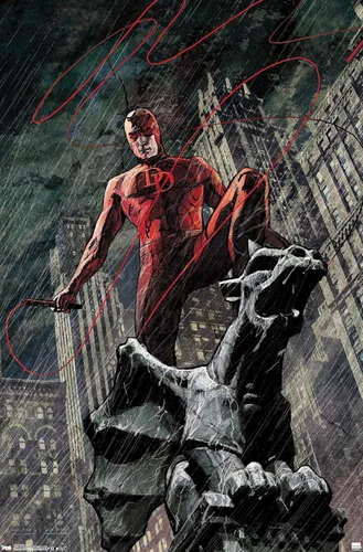 Marvel Comics DaredeVil - Póster de pared de Hell's Kitchen DeVil, 22.4 pulgadas de largo x 14.7 pulgadas de ancho, versión premium sin marco