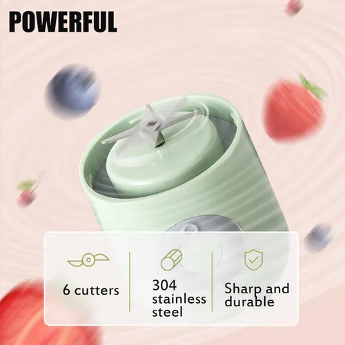 Miniatura 3 de Taza mezcladora portátil, exprimidor de frutas y verduras, licuadora portátil para jugo fresco, licuadora de jugo fresco, licuadora eléctrica, Verde