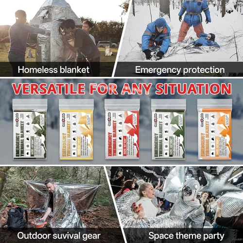 Miniatura 8 de SecuCaptain Mantas Térmicas de Emergencia de Supervivencia: Extra Grandes 84" x 63" Kit de Manta de Mylar Espacial para Exteriores Camping