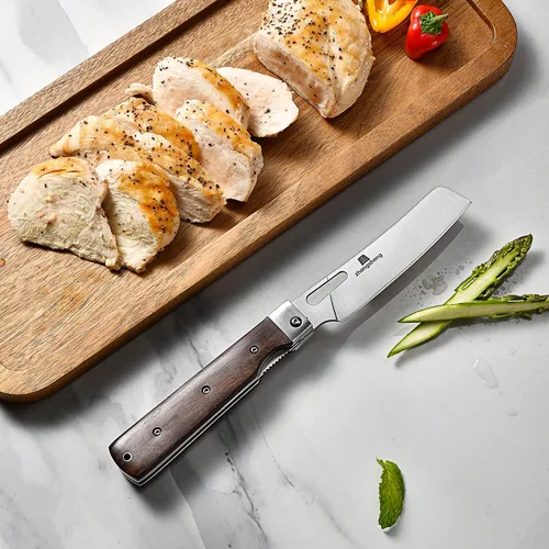 Miniatura 3 de ZhengSheng Cuchillo de Chef Plegable 4.8" Hoja de Acero Inoxidable 440A Afilada Mango de Madera Cuchillo de Cocina Plegable de Bolsillo Estilo #2