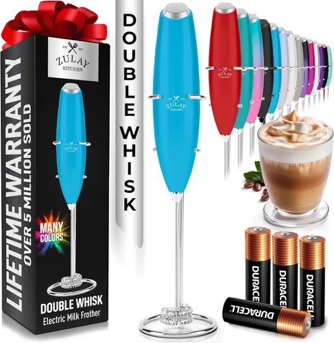 Miniatura 67 de Zulay Kitchen Espumador de leche de mano con pilas Duracell AA – Mezclador eléctrico ultrarrápido y creador de espuma, mezclador de bebidas fácil
