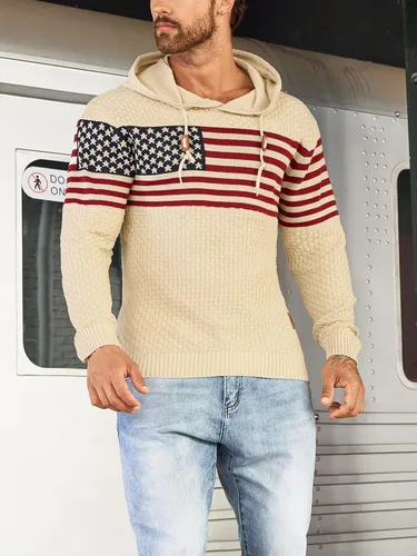 Miniatura 4 de Zaitun Sudadera con capucha para hombre, de manga larga, de punto sólido, suéter con capucha