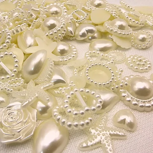 Miniatura 4 de Chenkou Craft Aleatorio 3.53 oz/lote (alrededor de 400 unidades) 0.157-0.787 in perlas de imitación semicirculares Seastar Bow Rose Rhinestone parte
