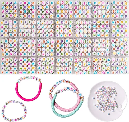 Miniatura 17 de HardyGuo - Cuentas de poni de 24 colores con letras para hacer pulseras de amistad, adecuadas para principiantes, como regalo