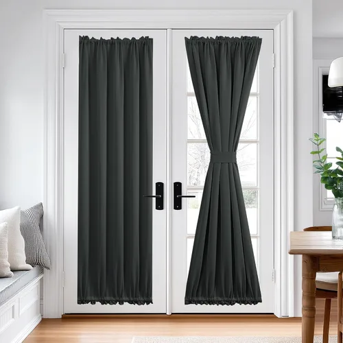 Miniatura 141 de Cortina térmica para puerta con bolsillo para barra, opacas, tratamiento de ventanas con ojales y ojales Deconovo 1 panel