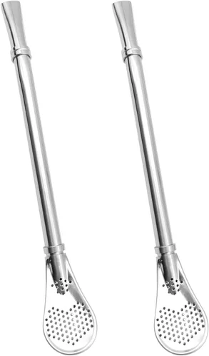Miniatura 2 de Yerba Mate Bombilla Gourd - Pajitas de filtro para beber de acero inoxidable 18/8 de grado alimenticio 304, juego de 2 con cepillo de limpieza, 6.1