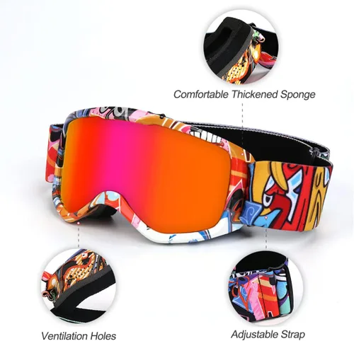 Miniatura 3 de Gafas de esquí para niños, con correa antideslizante, gafas de snowboard