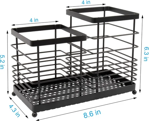 Miniatura 6 de RedCall Soporte para utensilios para encimera, soporte de cocina de acero inoxidable, soporte para espátula de cuchara 2 en 1 para encimera