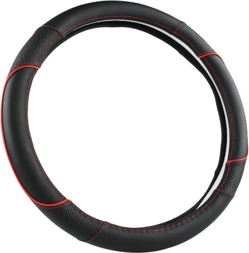 Miniatura 9 de GIANT PANDA Funda de volante para Honda Civic (2006-2015), CR-Z, Insight, S2000 (línea negra y roja, tamaño pequeño)