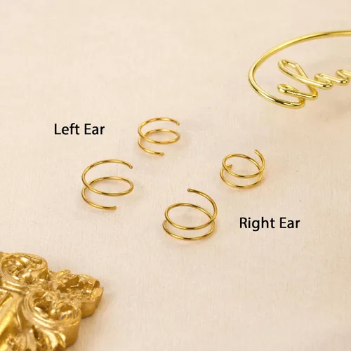 Miniatura 15 de 2 Pairs Double Hoop Earrings, Gold Cartilage Earrings for Women, Small Silver Helix Piercing Jewelry,Spiral Nose Ring Tiny Twist Earrings as Gift