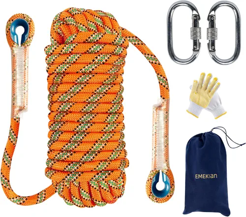 Miniatura 13 de Cuerda de escalada para interiores y exteriores, 10/12/0.551 in (32FT/49FT/65FT/98FT), cuerda de escalada en roca estática para cuerda de escape