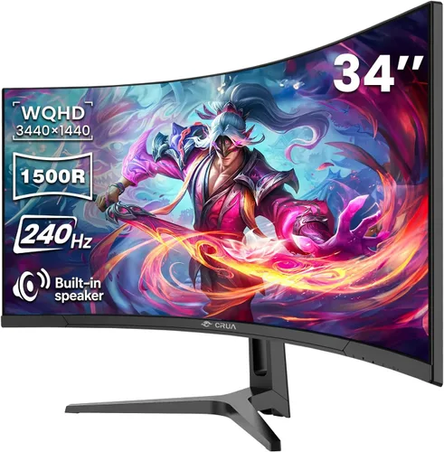 Miniatura 15 de CRUA - Monitor curvo para juegos de 49 pulgadas DQHD (5120 * 1440), 144Hz/165Hz, 1500R, 32:9, AMD FreeSync, 120% sRGB, monitor de pantalla ultra