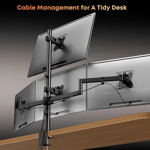 Miniatura 7 de Soporte para monitor cuádruple para 17-27 pulgadas, totalmente ajustable, resistente, soporte de escritorio con 4 brazos, carga máxima de 22 libras
