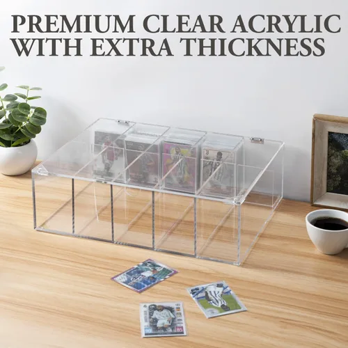 Miniatura 3 de MyGift Caja de almacenamiento de tarjetas coleccionables de 5 compartimentos, funda protectora de acrílico transparente de alta calidad